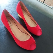 Czerwone sandały koturny 38 nowe