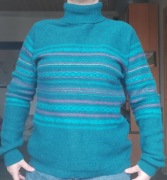 EWM sweter golf damski wełniany morski wełna angora okazja L 40 M 38