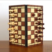 Ręcznie Robiona Magnetyczna Duża Składana Szachownica - 39 cm Drewniana