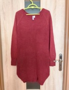 325. Bordowy długi prosty sweter rozmiar M