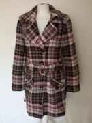Esprit damski ciepły płaszcz w kratę wełna r M
