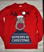 396* F&F Świąteczny sweter Święty Mikołaj 7/8 lat_ 122/128 cm