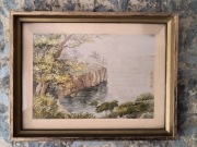 Vintage chiński obraz haftowany na jedwabiu 