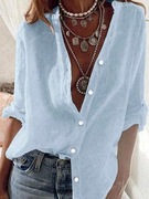 Bluza casualowa długi odwijany rękaw r. L cienka ze stójką