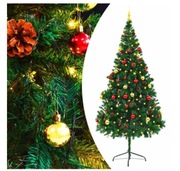 Choinka z ozdobami stojakiem światełkami i szyszkami 200cm 