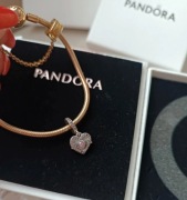 Charms Pandora serce MOM mama cyrkonie srebrna zawieszka do bransoletki 