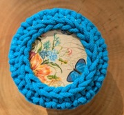 Pudełeczko kuferek na biżuterię niebieski rękodzieło handmade