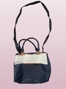 TOREBKA GRANATOWOBIAŁA marki TU -  NA DŁUGIM PASKU LISTONOSZKA KUFEREK 