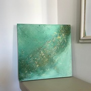 Abstrakcja, obraz 40x40, abstract painting zieleń