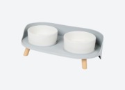 Podwójna miska na nóżkach dla kota psa Zestaw dwóch misek ceramicznych