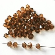 Kryształki Swarovski Bicons 3mm Smoked Topaz - 60 sztuk