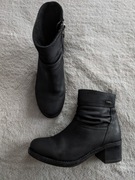 Czarne skórzane eleganckie zasuwane buty botki kozaki na obcasie Lasocki 36