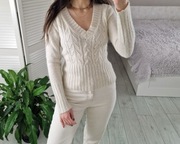 Vero moda kremowy biały kaszmirowy wełniany sweter 69% kaszmir 31% moher S