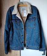 Niebieska kurtka jeansowa z kołnierzem sherpa House XL Trucker