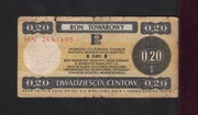 BON TOWAROWY 0,20 Cent  seria HN 2661695 