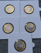  2 zł złote 2006 r Obiegowe. 5 sztuk Menniczych Monet PROSTO Z WORECZKA 