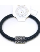 BRANSOLETKA RUNA TRIQUETRA STAL 316L SKÓRA NA MAGNEZ ZAPIĘCIE 17-17.5 cm 