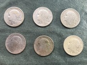 2 złote srebro Głowa Kobiety 1932 - 1933 sześć sztuk