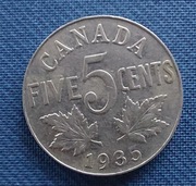 Moneta Kanada 5 centów 1935