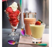 ŁYŻECZKI DŁUGIE DO KAWY LATTE DESERÓW TĘCZOWE 4SZT .