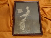 Obraz piękny ,, Pianistka '' stara reprodukcja