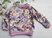 BLUZA handmade dla  dziewczynki KWIATY 110