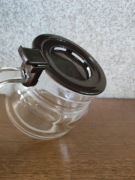 szklany dzbanek Arcoroc France vintage z brązową pokrywką vintage prl