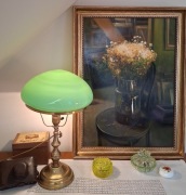 Lampa gabinetowa, przedwojenna z dwuwarstwowym kloszem