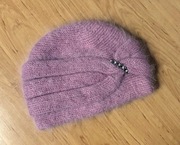 Czapka z angory różowa podwójna