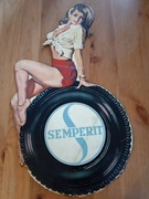 Oryginalna tablica reklamowa SEMPERIT – lata 50 60 – styl pin-up, blacha