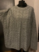 H&M sweter tunika oversize z wełną gruby duży warkocze wzory