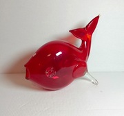 Szklana ryba wazon, rubinowa, czerwona, Murano