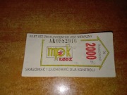 Bilet jednorazowy 2000zł MPK Łódź stare logo skasowany lokalny