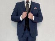 Garnitur granatowy krata Emilio Massimo