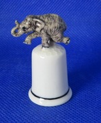 Naparstek Kolekcjonerski Porcelanowy Ręcznie Malowany Szczęśliwy Słonik 