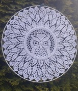 Dekoracja ścienna boho 40 cm – szydełkowa mandala z sową – rękodzieło