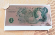 Banknot 1 funt, kolekcjonerski,miedziany, 70 lat panowania Elżbiety II.