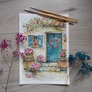 Akwarela - „Letni zapach ogrodu” Obraz ręcznie malowany, dekoracja ścienna.