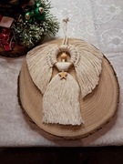 Anioł ze sznurka z makramy, zawieszka, ozdoba świąteczna 