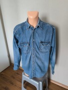 Wrangler Authentic Western koszula męska jeansowa M niebieska zatrzaski 