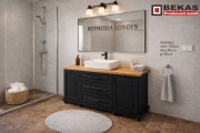 ŁAZIENKA Londyn KOMODA Czarny MAT Blat Dąb Producent BEKAS 
