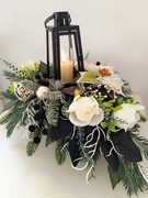 Świąteczny Stroik na Grób Kompozycja Nagrobna Lampion Gwiazda Głóg czarny