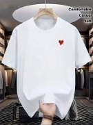 T-shirt Unisex Biały Czerwone Serce Casual LATO 2026