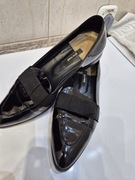 Damskie mokasyny czarne z czarną kokardą Gino Rossi Rozmiar 37