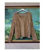 Italy włoski sweter w warkocze pleciony ciepły mięciutki modny oversize