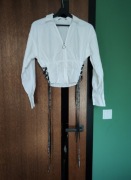 Mohito Biała bluzka na suwak długi rękawek z gorsetem s. 34 / XS