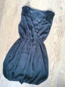 Czarna krótka sukienka bombka, rozmiar S