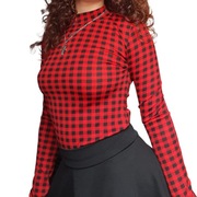 Koszulka z długim rękawem w kratkę czerwona bluzka emo alternative