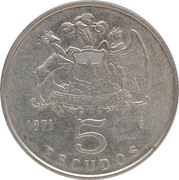 Chile 5 escudos 1971, KM#199