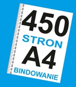 Książka druk A4 mono do 450 stron + bindowanie